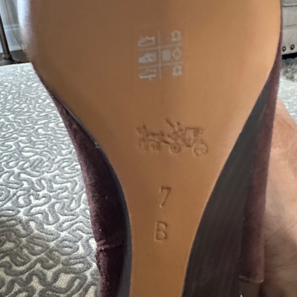 Coach Maya Suede Polished Calf Ankle Wedge Boots Brown Size 7. NWOT - Picture 2 of 12